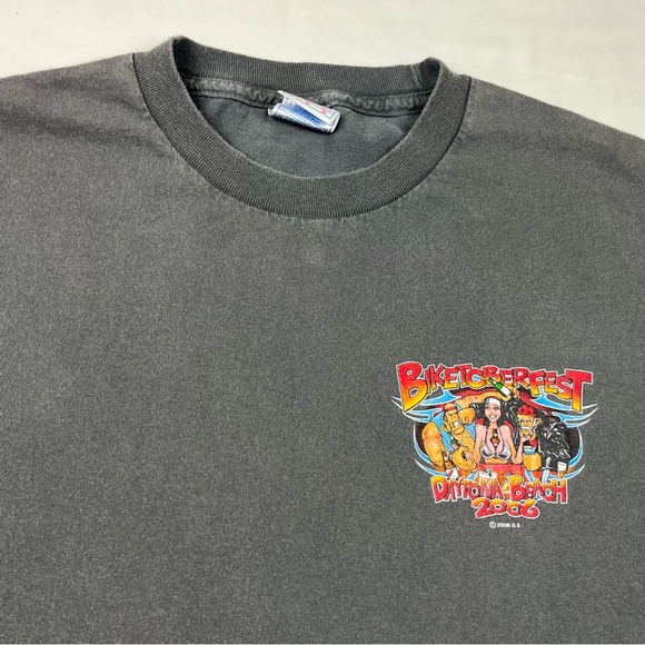 Vtg Biketoberfest Mens Biker T-Shirt Sz Large Y2K Faded Black B6 - Picture 5 of 8